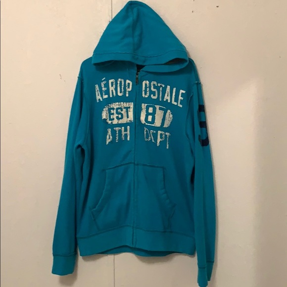Aeropostal zip up blue men’s hoodie sweater